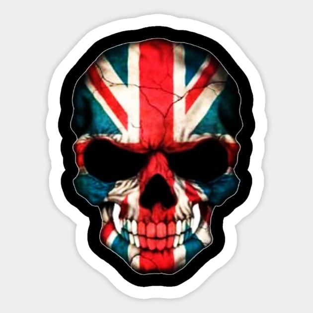 British Flag Skull Sticker by akkadesigns